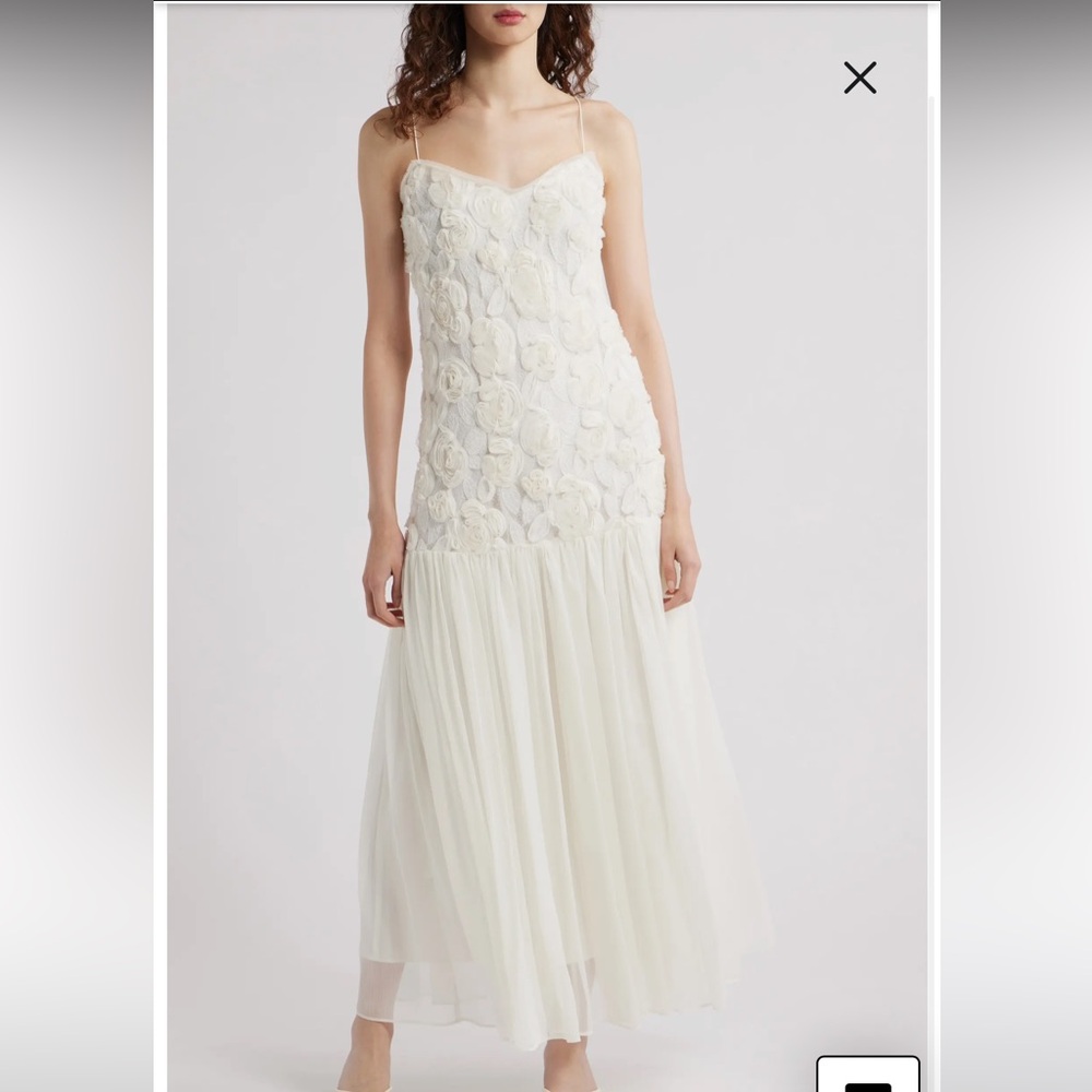 Lucy Paris Ivory Floral Appliqué Maxi Dress
